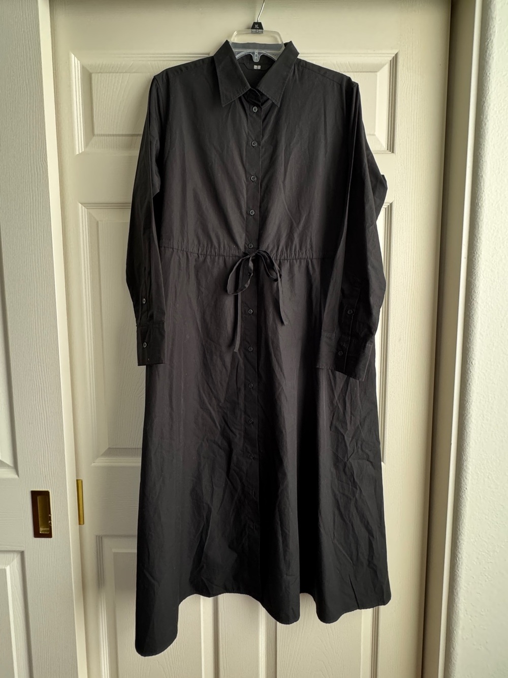 Uniqlo Black Button-Up Shirt Dress with Cuff Button Detail